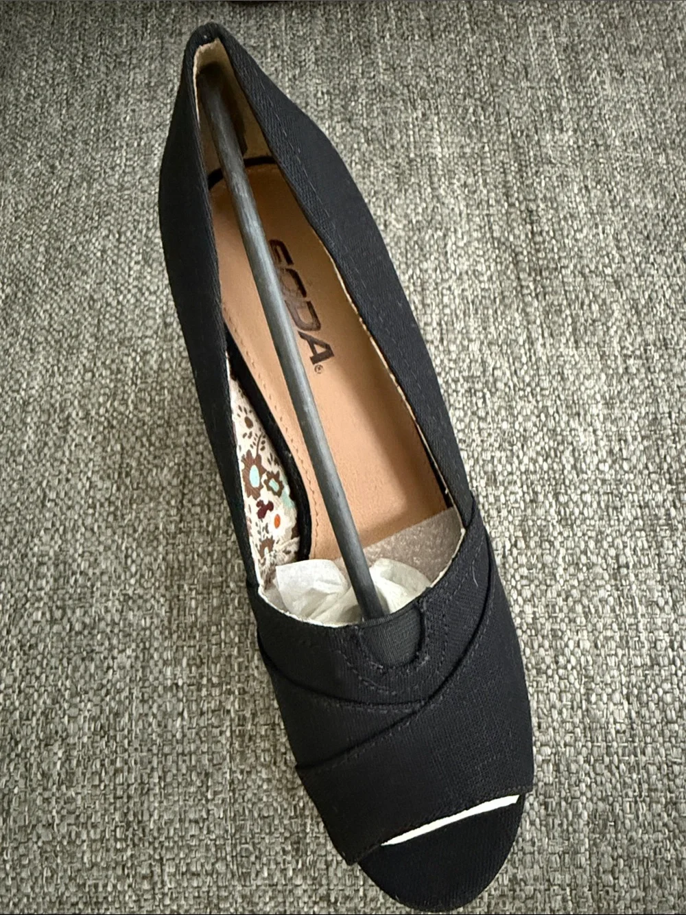 Soda Black Espadrille Wedge, Sz. 8